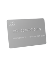 Load image into Gallery viewer, Silver/Gray gift card with numbers and text on a white background
